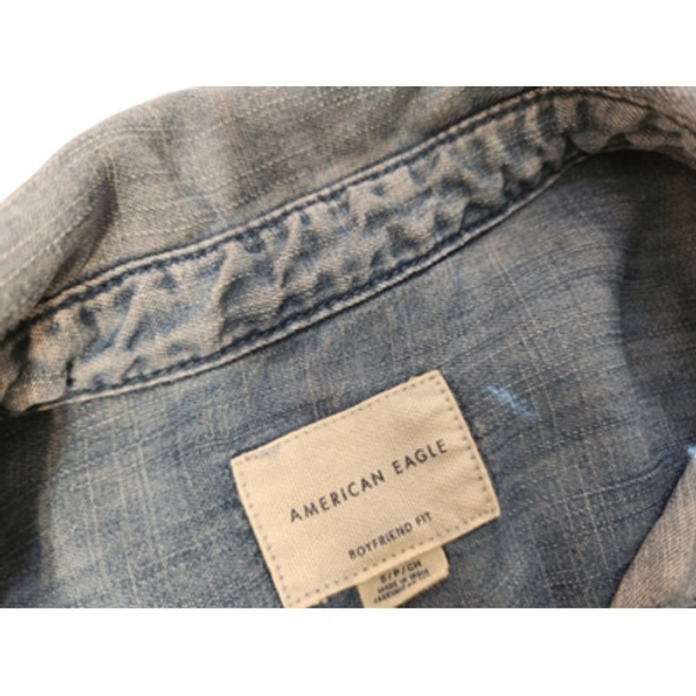 American Eagle Women's Size Small Top Boyfriend Fit Denim Blue - Picture 5 of 5